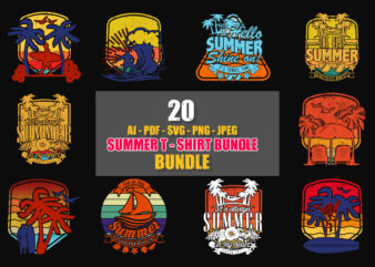 Summer vacation t shirt design bundle, Retro t shirt, Retro vintage t shirt, Retro typography t shirt, Vintage summer t shirt bundle,