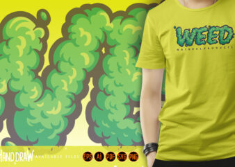 Green Weed Word Lettering Font Cannabis