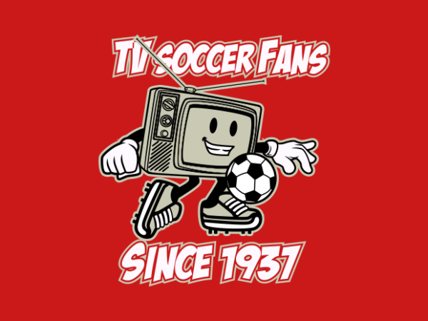 Tv soccer fans cartoon t shirt designs for sale