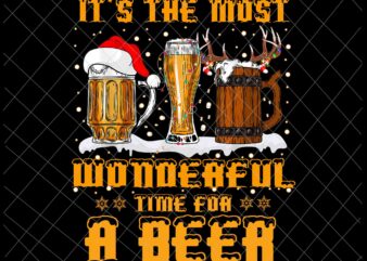 It’s The Most Wonderful Time For A Beer Png, Beer Christmas Quote Png, Beer Xmas Png t shirt design for sale