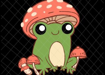 Frog with Mushroom Hat Svg, Cute Cottagecore Aesthetic Svg, Frog Mushroom Svg, Frog Cute Svg