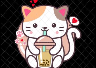 Cat Boba Tea Svg, Bubble Tea Kawaii Anime Japanese Neko Svg, Cat Kawaii Anime Japanese Svg t shirt vector file