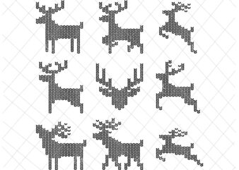 Knitted Reindeer Svg, Knitted Reindeer Christmas Svg, Knitted Reindeer Xmas Svg, Sweaters Reindeer Svg
