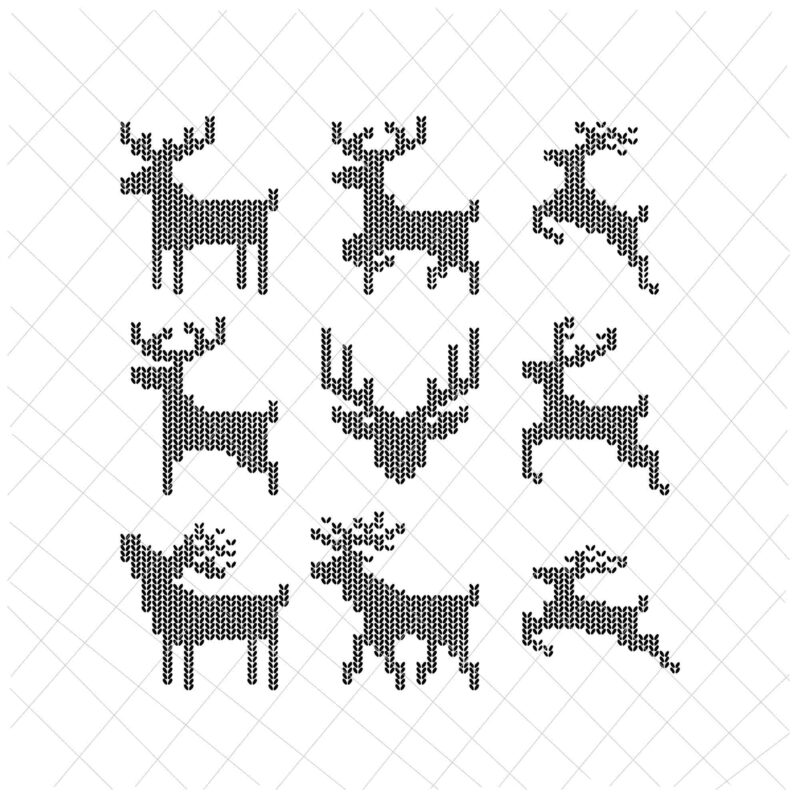Knitted Reindeer Svg, Knitted Reindeer Christmas Svg, Knitted Reindeer Xmas Svg, Sweaters Reindeer Svg