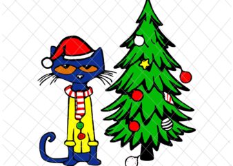 Cat Santa Claus Christmas Tree Svg, Cat Pajamas Xmas Kitten Svg, Christmas Cat, Cat Xmas Svg t shirt vector file
