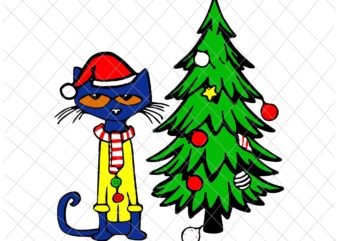 Cat Santa Claus Christmas Tree Svg, Cat Pajamas Xmas Kitten Svg, Christmas Cat, Cat Xmas Svg