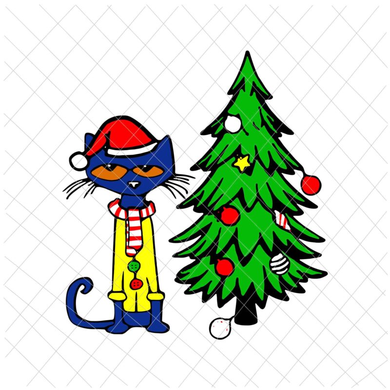 Cat Santa Claus Christmas Tree Svg, Cat Pajamas Xmas Kitten Svg, Christmas Cat, Cat Xmas Svg