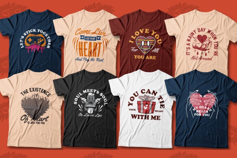 Valentine Quotes T-shirt Designs Bundle, Valentine’s Day Designs Sublimation Bundle, Romantic and Love saying quote for t-shirt