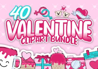 Valentine Clipart Elements Bundle Vector, Valentine’s Day, Valentine icons pack,