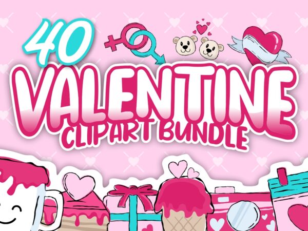 Valentine clipart elements bundle vector, valentine’s day, valentine icons pack,