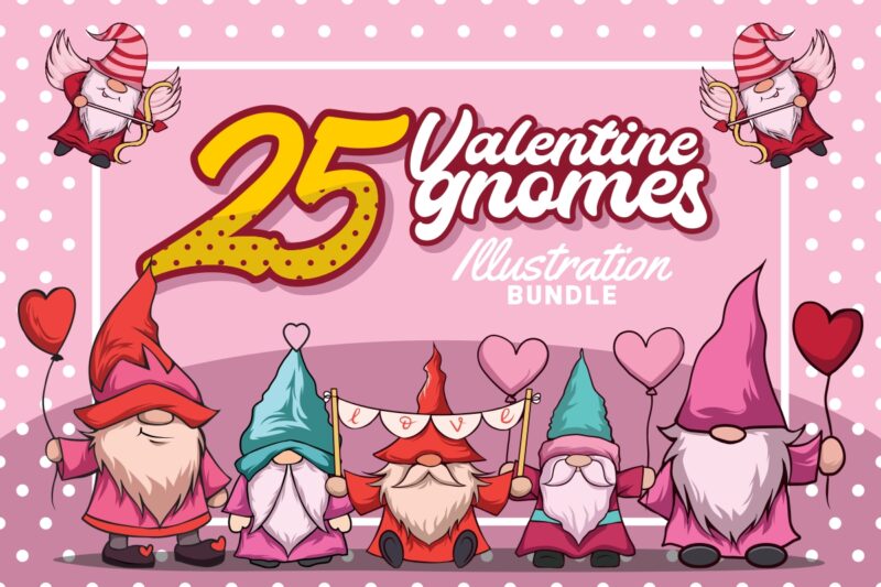 Marvelous Valentine’s Day Designs Bundle, Valentine Graphics Vector, Valentine Gnomes, Valentine Illustration , Clipart and More