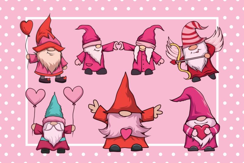 Marvelous Valentine’s Day Designs Bundle, Valentine Graphics Vector, Valentine Gnomes, Valentine Illustration , Clipart and More