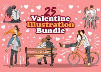 Valentine Couple Illustration Bundle, Valentine’s Day Graphic, Romantic, Love Illustration,
