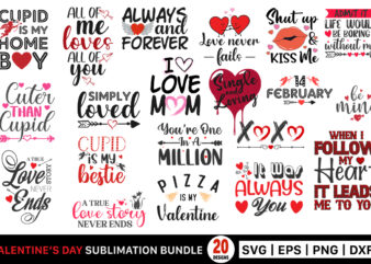 20 Valentine’s day t shirt design Bundle, valentines day SVG cut Bundle, Sublimation Bundle