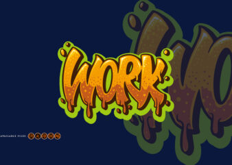 Work Text Hip Hop Style Hand Drawn t shirt design for sale