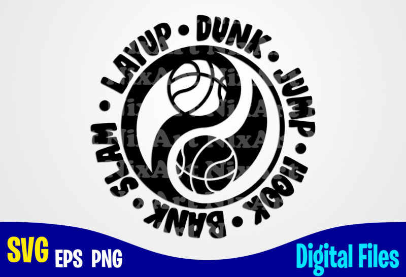 Yin Yang Basketball, Sports svg, Basketball svg, Funny Basketball design svg eps, png files for cutting machines and print t shirt designs for sale t-shirt design png