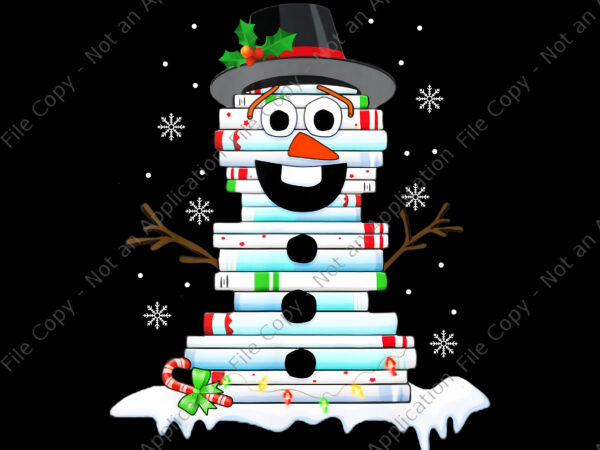 Snowman book png, snowman book stack librarian book lover christmas png, snowman png, christmas png t shirt template vector