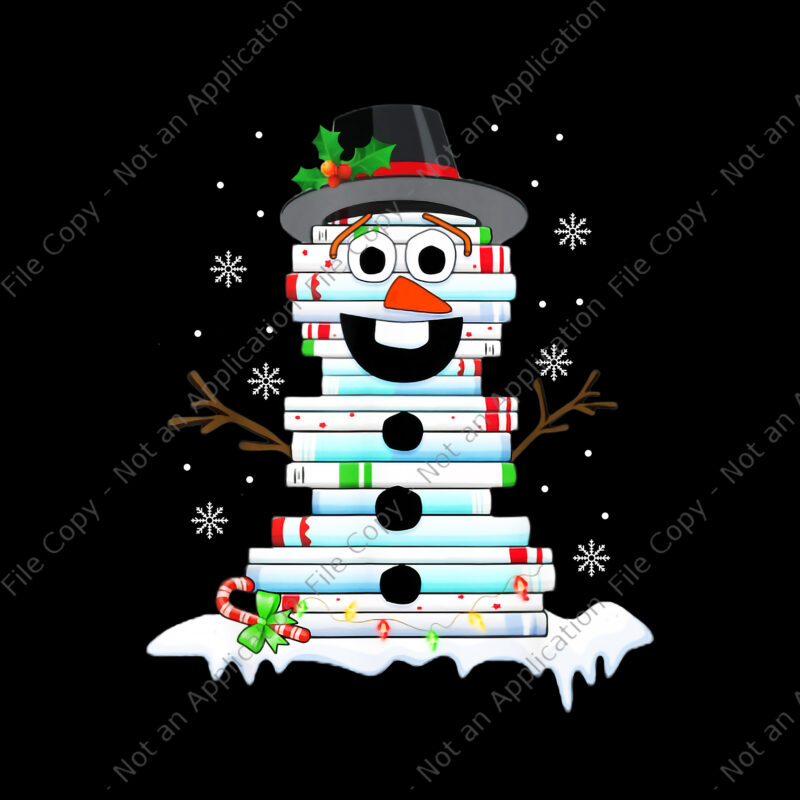 Snowman Book Png, Snowman Book Stack Librarian Book Lover Christmas Png, Snowman Png, Christmas Png