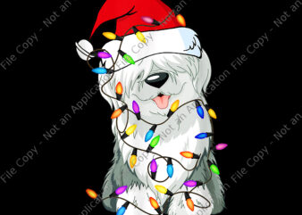Old English Sheepdog Dog Light Png, Christmas Dog Png, Dog Santa Png, Christmas Png t shirt design online