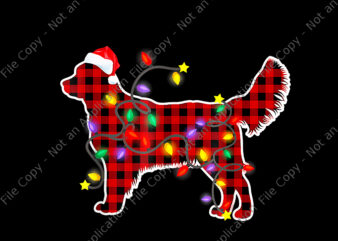 Dog Light Christmas Png, Red Plaid Golden Retriever Christmas Png, Dog Xmas Png, Christmas Png