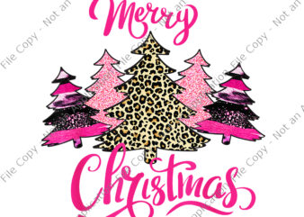 Tree Merry Christmas Png, Merry Christmas Womens Girls Pink Tree Christmas Leopard Png, Tree Christmas Png t shirt designs for sale