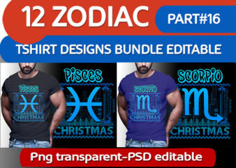 12 ZODIAC tshirt designs bundle PART# 16 ON