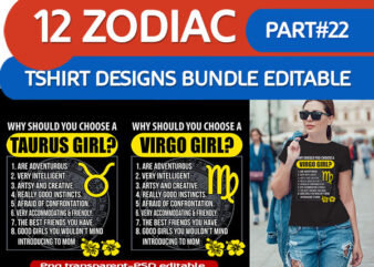 12 ZODIAC GIRL tshirt designs bundle PART# 22 ON