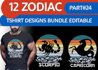 12 ZODIAC tshirt designs bundle PART# 24 ON