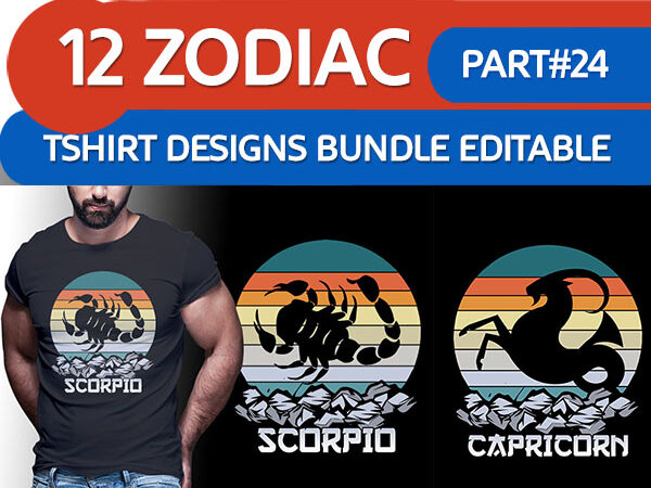 12 zodiac tshirt designs bundle part# 24 on