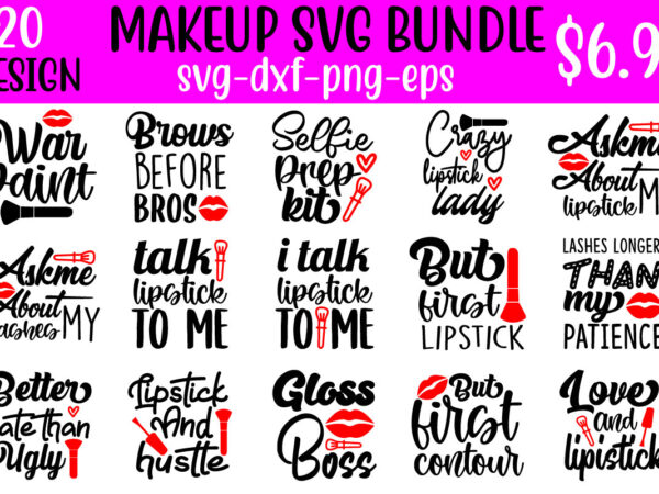 Makeup svg bundle t shirt designs for sale
