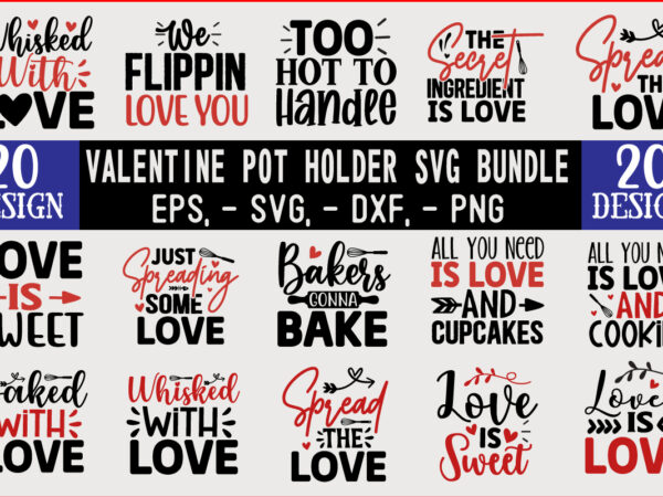 Valentine’s day pot holder design bundle
