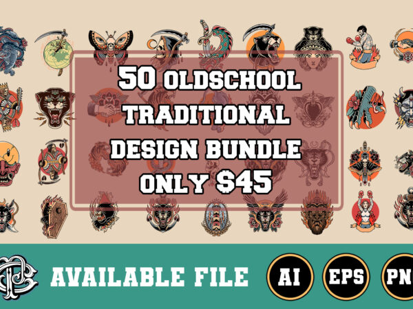 50 oldschool traditional design bundle