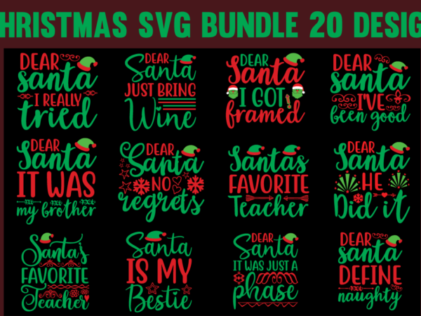 Christmas svg bundle, christmas cut files t shirt vector illustration