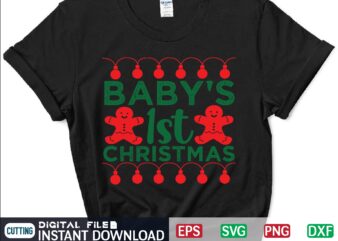 Baby’s 1st Christmas shirt, christmas tree shirt, merry shirt, christmas shirt print template t shirt design