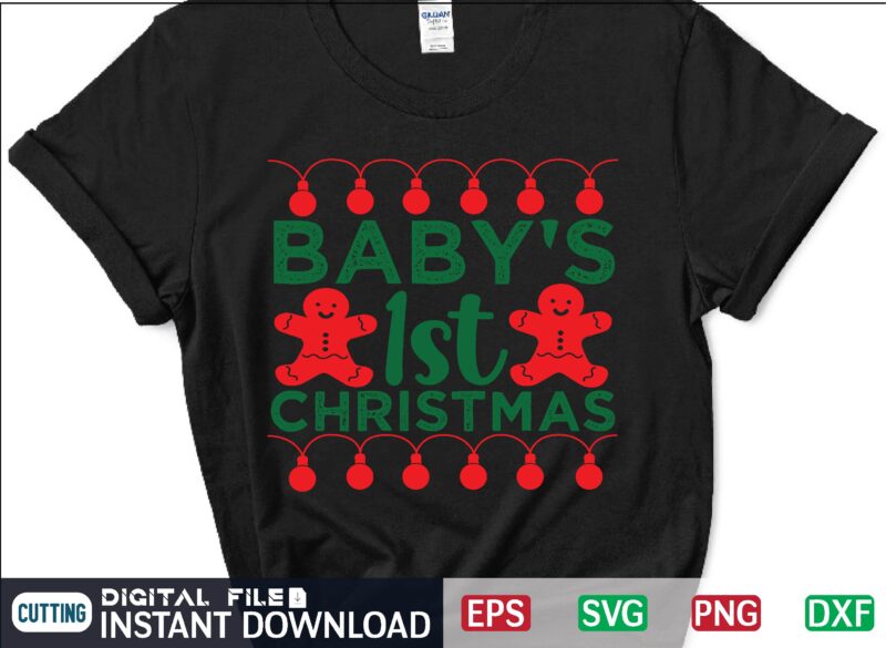 Baby’s 1st Christmas shirt, christmas tree shirt, merry shirt, christmas shirt print template t shirt design