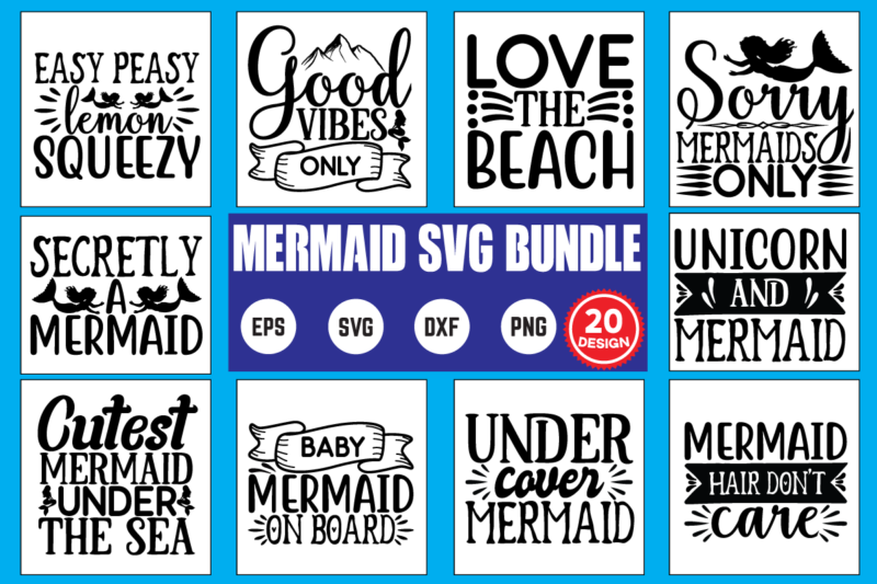 Mermaid svg bundle commercial use svg files for cricut silhouette t shirt vector files adulting, vector file, svg file, eps file, svg images, eps format, svg format, vector format, vector