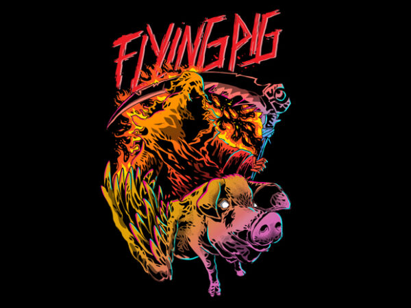 Flying pig t shirt graphic design
