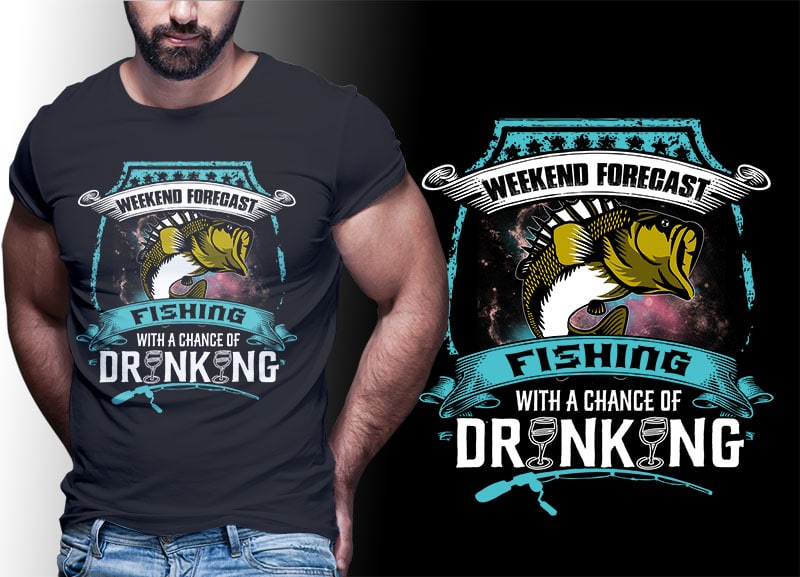 FISH tshirt designs fishing with drinking png psd editable text