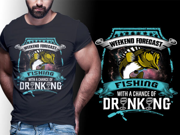 Fish tshirt designs fishing with drinking png psd editable text