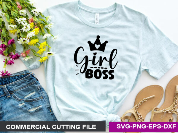 Girl boss svg t shirt design template