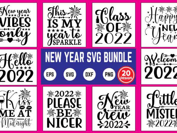 New year svg t shirt design template bundle