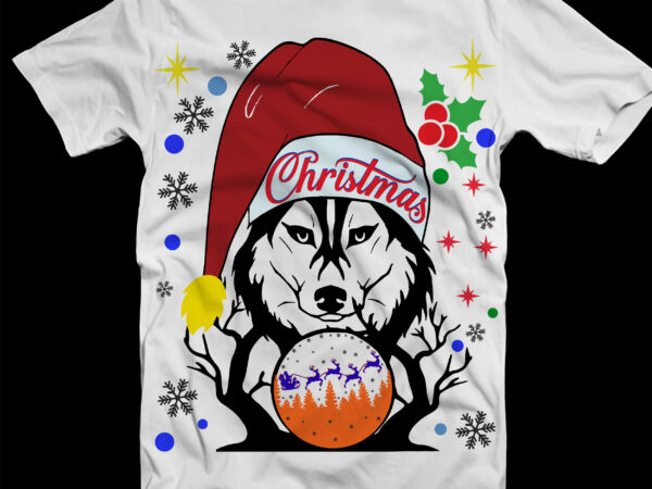 Merry christmas tshirt designs template vector, wolf christmas svg, animals svg, wild animals svg, wolf svg, merry christmas svg, merry christmas vector, merry christmas logo, christmas svg, christmas vector, funny