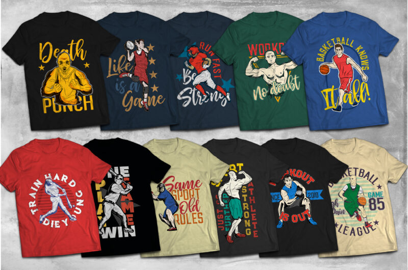 11 sport t-shirt designs BUNDLE