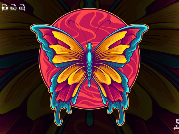 Beautiful butterfly illustration t shirt template