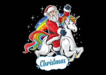 Santa’s Unicorn t shirt template vector