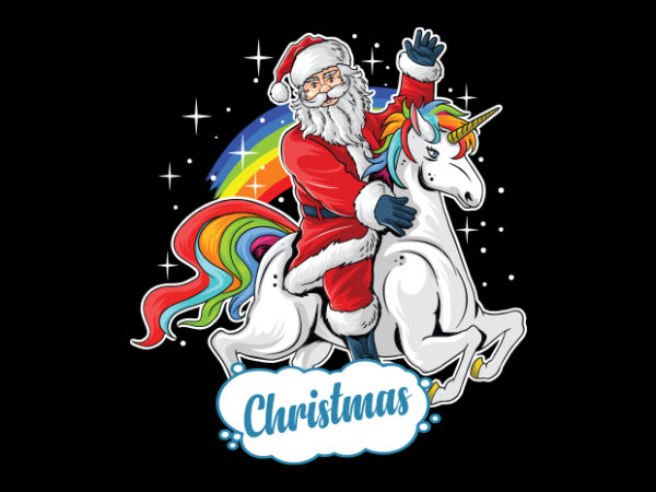 Santa’s unicorn t shirt template vector