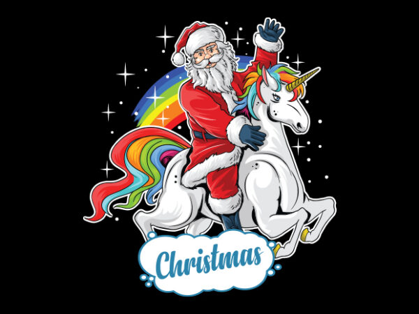 Santa’s unicorn t shirt template vector Santa’s unicorn t shirt template vector