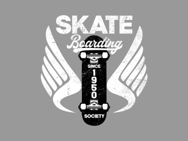 Skateboard society badge t shirt template vector