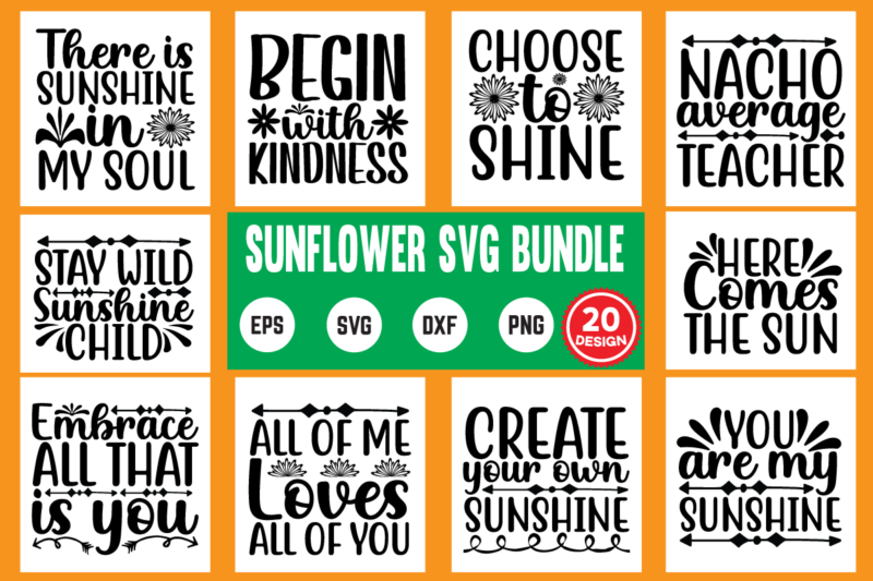 sunflower svg bundle commercial use svg files for cricut silhouette t shirt vector files bundle, svg, svg bundle, design, vector, svg design, png, cut file, custom design, typhography svg design,