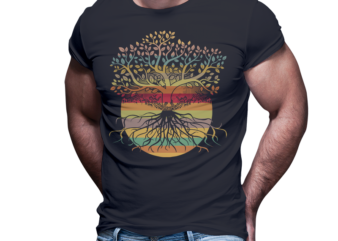 living tree rainbow vintage tshirt design